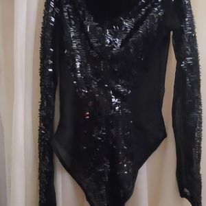 NWOT Black sequenced bodysuit